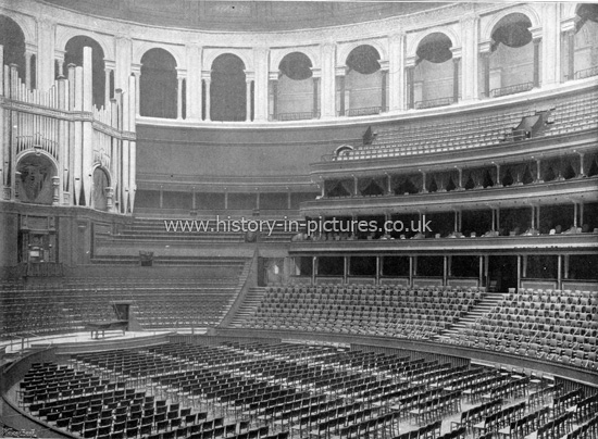 Interior, Royal Albert Hall, Kensington Gore. London. c.1890's.